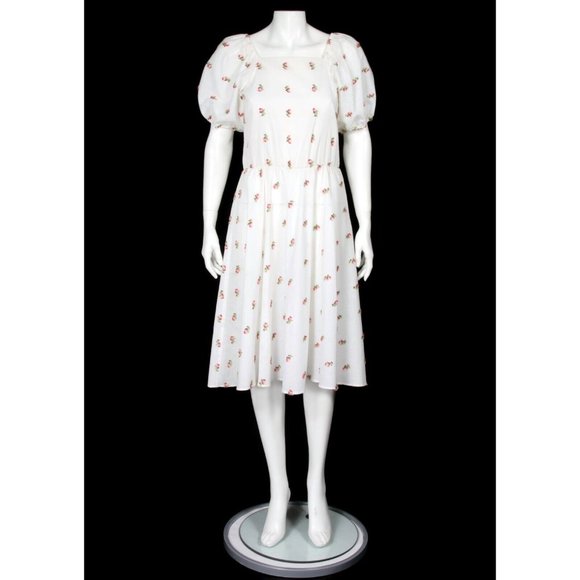 VTG 80's JC Penney White Embroidered Floral Dress Prairie Cottagecore XS/S - 669 - Picture 1 of 7